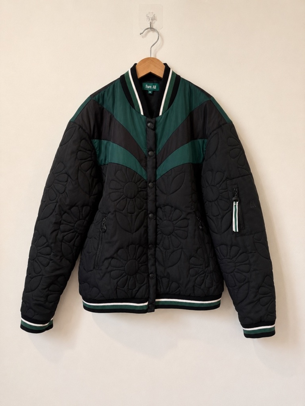 Fore All Golf Lifestyle Bomber Jacket Quilted Floral Design - Medium